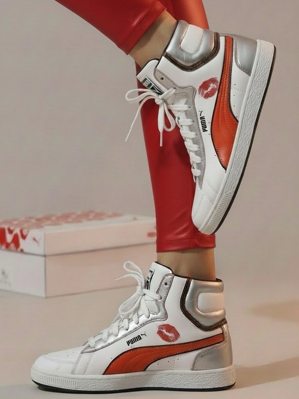 💋 PUMA Red Round Hi-Tops / Ltd. Edition